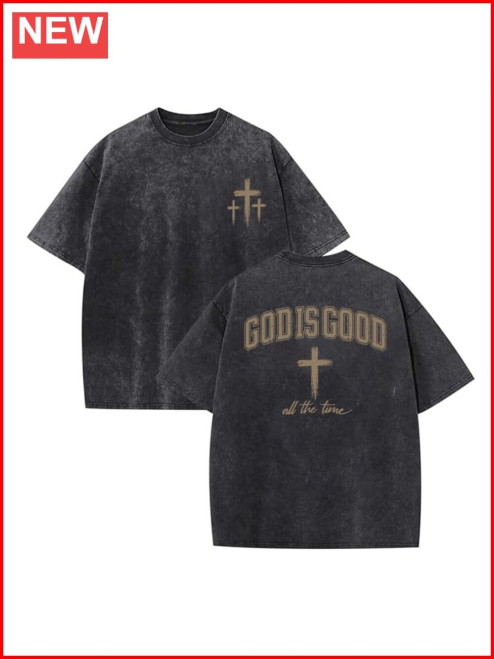 Oversized Acid Wash Christian T-Shirt Unisex Cotton Faith Tee